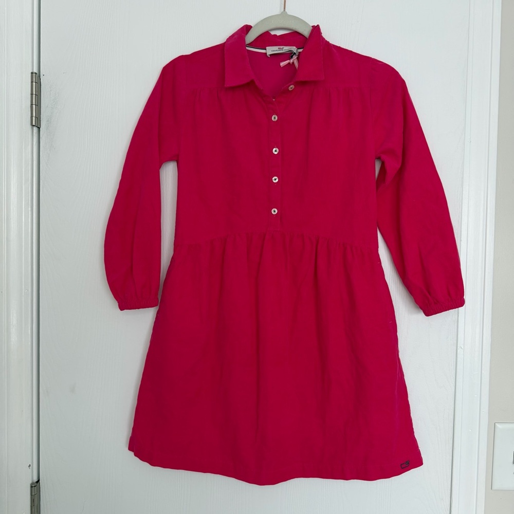 NWT Vineyard Vines Girls Pink Corduroy Shirtdress